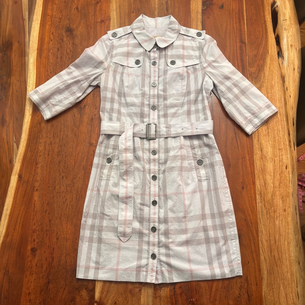Burberry Light Pink and Beige Plaid Dress